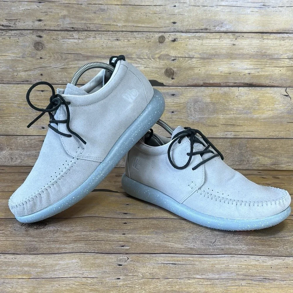 Worldboots Sz 8 Mens Moccasin Sneakers 100% Leather Suede Light blue‎ Color